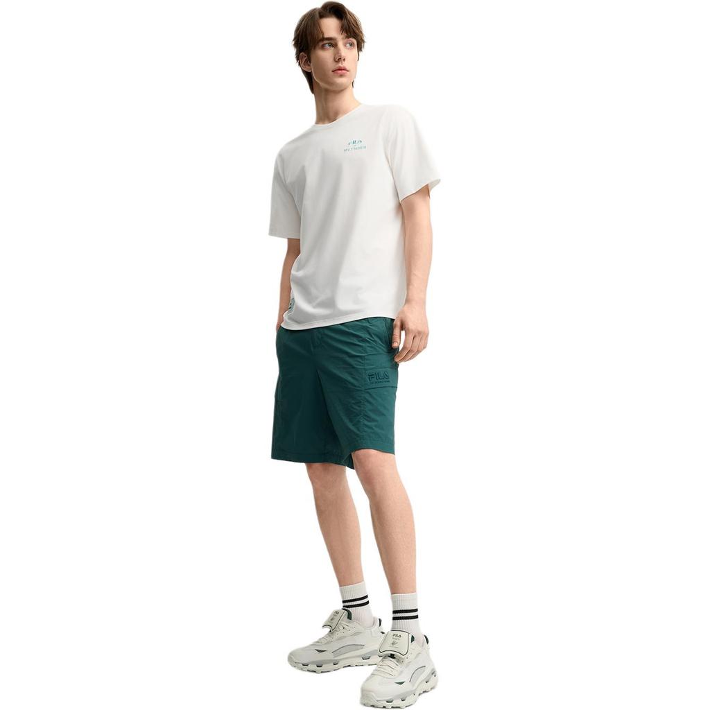 Fila X M.C. ESCHER Heritage Series Simple Fashion Knit Short Sleeve T-Shirt Men Tops F11M538129F-WT