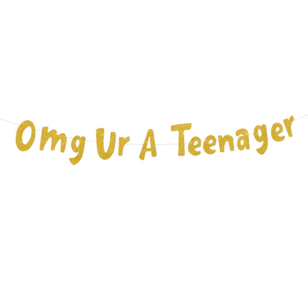 

OMG Youth Gold Glitter Banner Party Decoration Text золотой