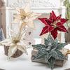 Luxurious 26CM Red & Gold Velvet Sequin Artificial Christmas Flower Tree Decoration