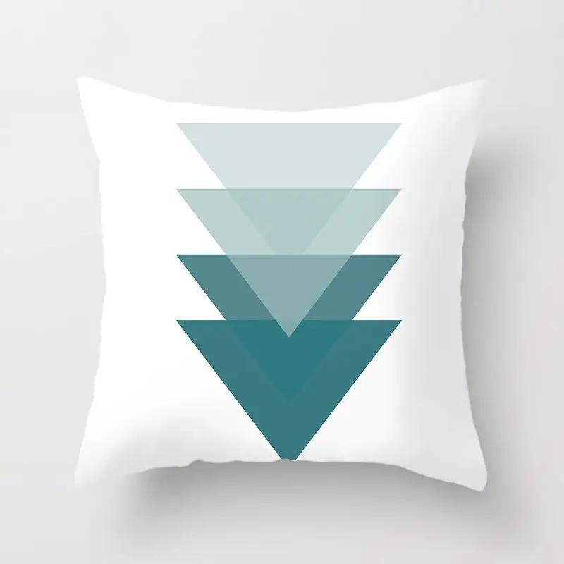 Blue Color Pillow Cover Geometric Print Pillowcase Square Pillow Case  18x18 inches Decorative Pillows For Car/bed /sofa