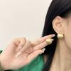 Simple Geometric Gold Brushed Metal Ball Clip On Earrings Non Piercing Trendy Temperament Jewelry