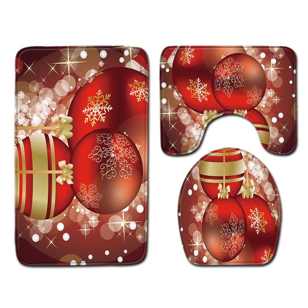 3D Toilet Floor Mat Bathroom Mat Christmas Three-Piece Foot Mat E-Commerce