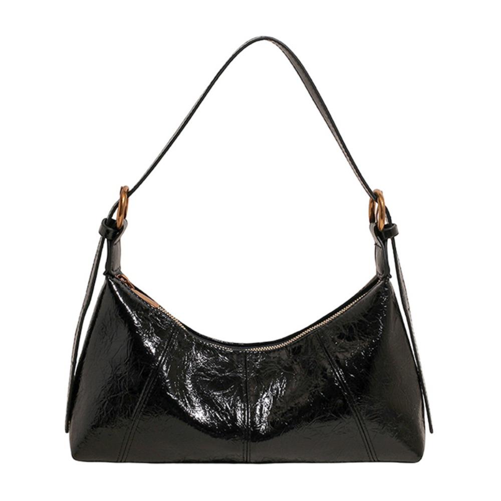 French Leather Underarm Bag Solid Color Commuting Shoulder Bag Fashion Women's Armpit Bag  Winter