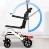 Folding Wheelchair Lightweight Portable Transit Travel Chair Ergonomic Design Wheelchair with Adjustable Safety Strap Carbon Steel Frame PU Wheels
