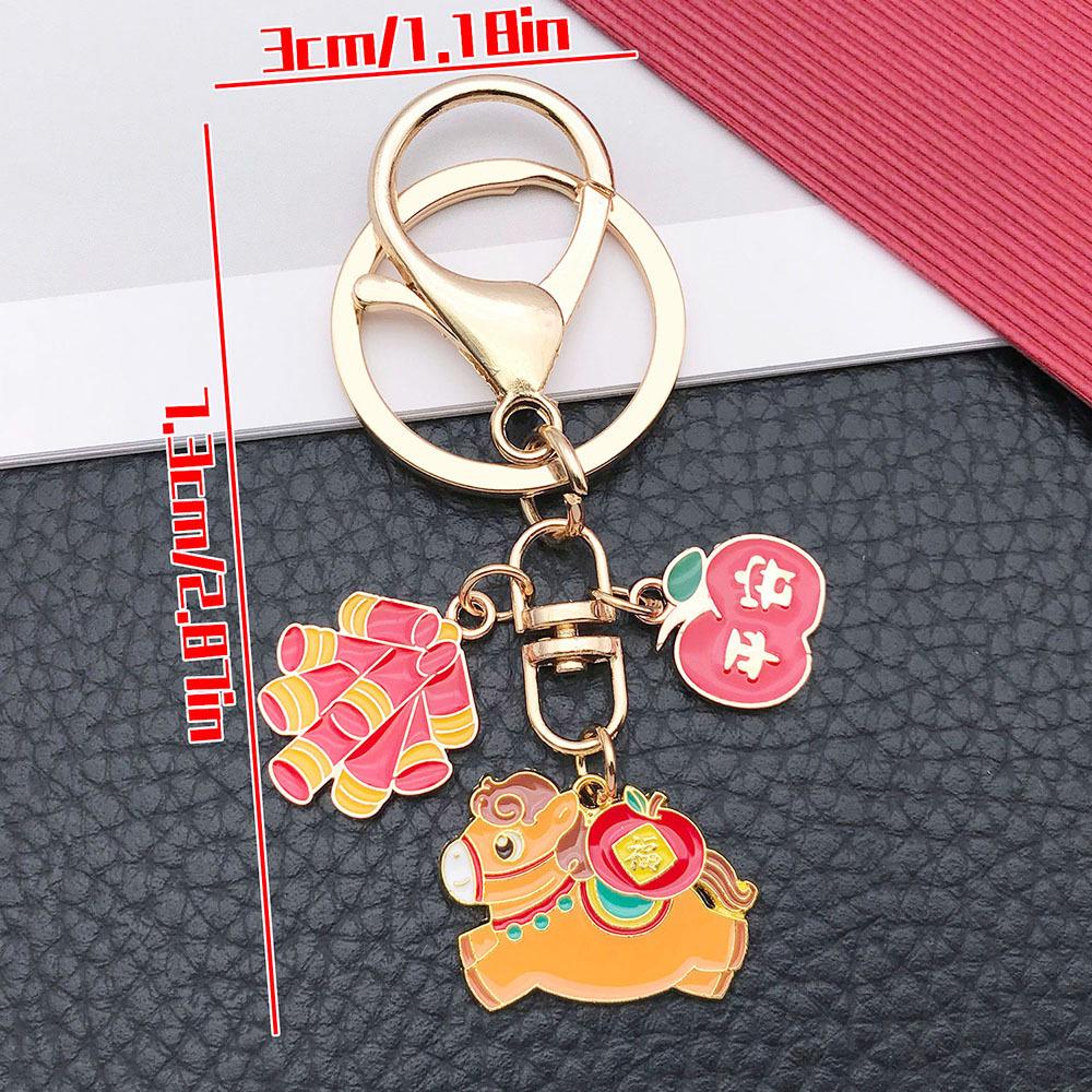 New Year Zodiac Horse Cartoon Oil Drip Keychain - Perfect Gift for Friends & Couples