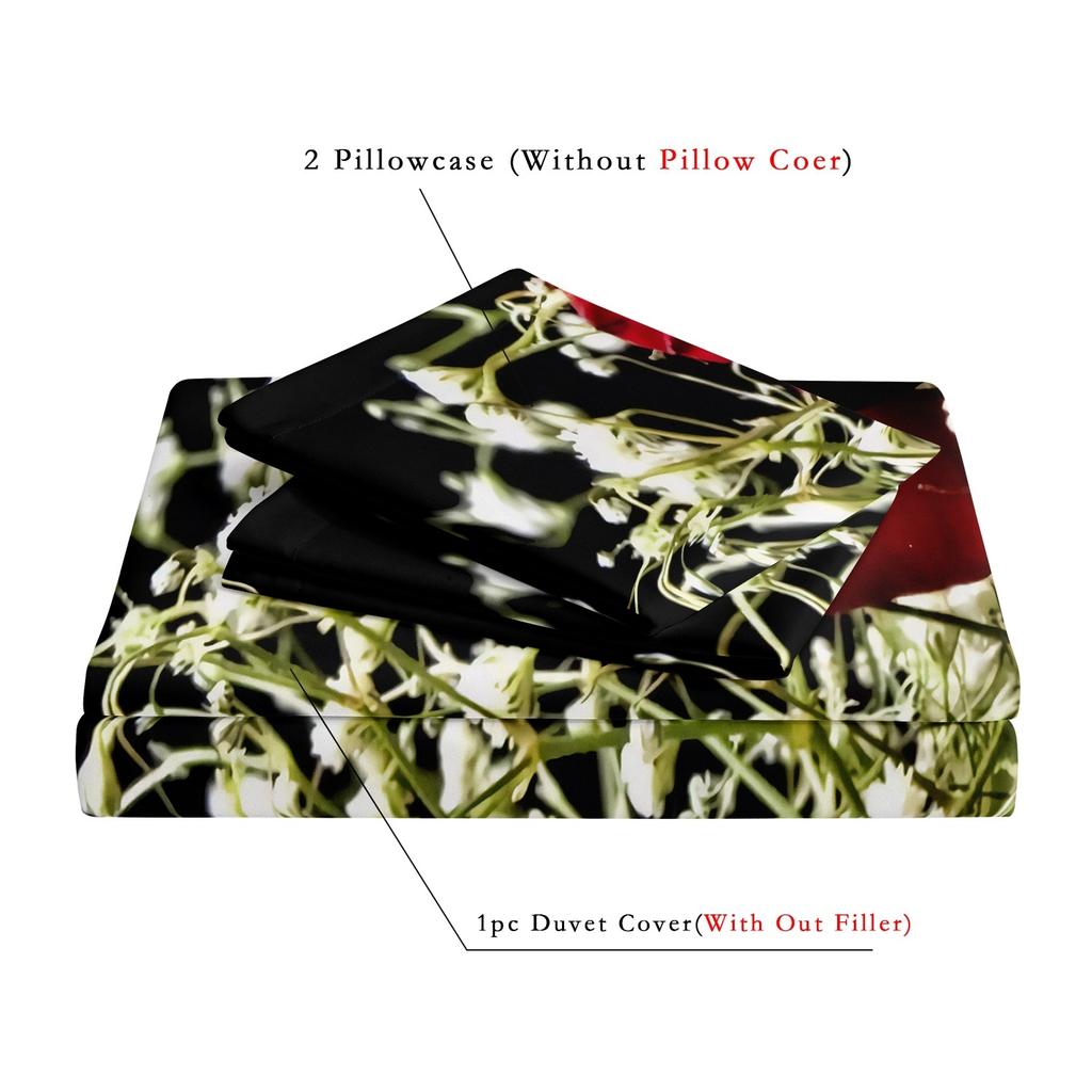 Juego de Funda Nórdica con Estampado de Rosas de Imitación de 3 Piezas Funda Nórdica Suave y Cómoda para Dormitorio Habitación de Huéspedes Perfecta para Todas las Estaciones