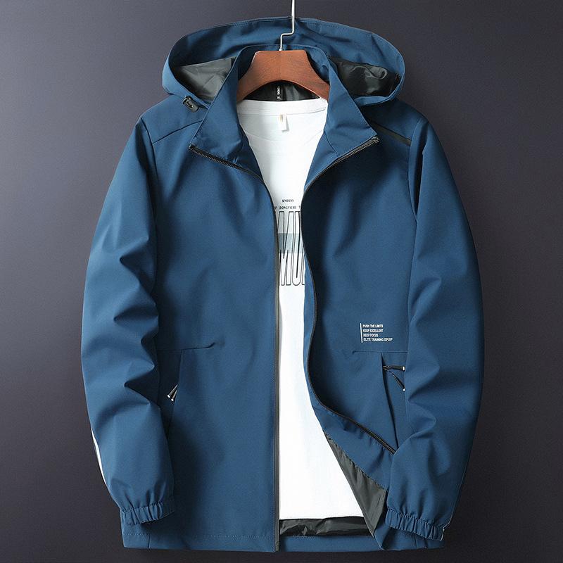 

2025 Men s Jacket Trench Coat Men s Fattened Plus Size Removable Cap Casual Spring Loose Season Top L
