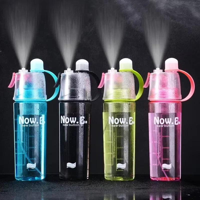 600ML Sports Spray Water Bottle Cooling Spray Cup Portable Outdoor Drinkware Large Capacity Fitness Travel Climbing Supplies