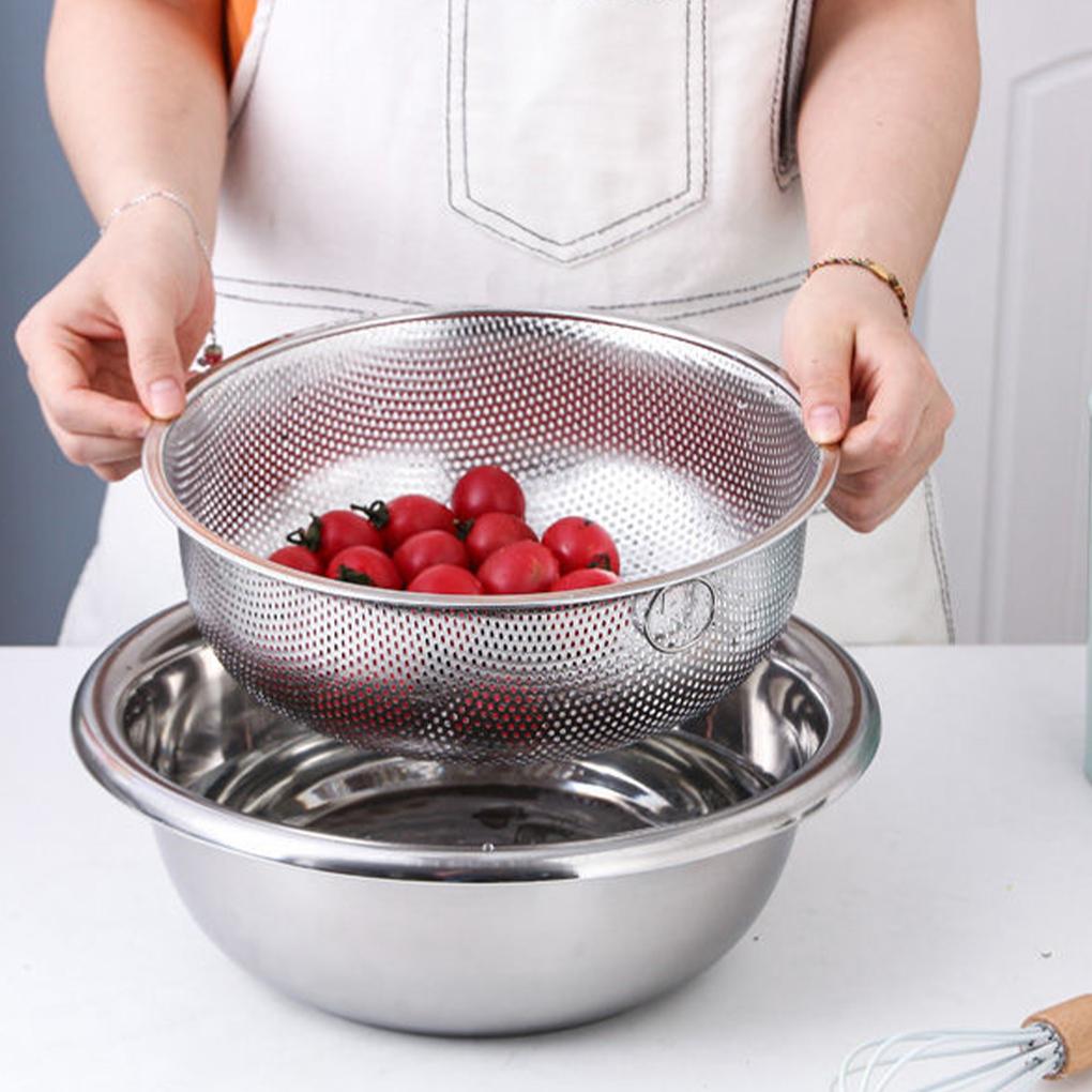 Silberner Küchenkorb aus Edelstahl zum Waschen von Gemüse, Obst und Gemüse, Abflusskorb für die Waschmaschine