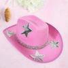 Rhinestones Belt Five Pointed Star Hat for Women Cosplay Costume Hat Bachelorette Party Headwear Wedding Western Hat