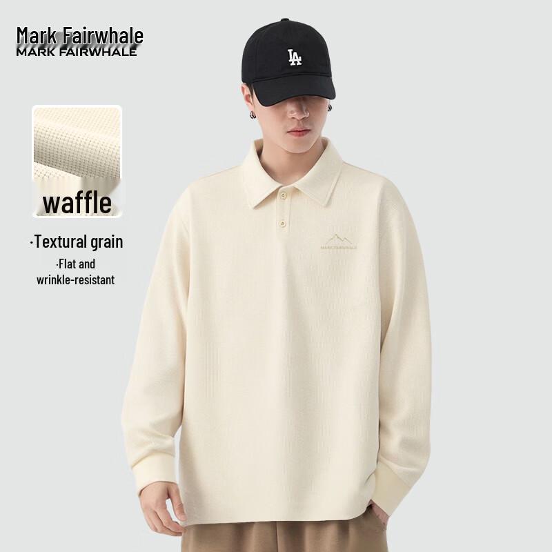 Men's Waffle Knit Long-Sleeve Polo Shirt