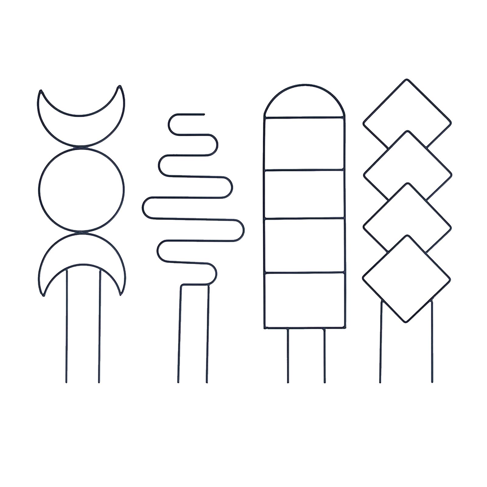 

4 шт. Геометрическая металлическая решетка для растений в горшках, стартовый инструмент для стеблей, винограда, гороха, овощей, тренировочный шест своими руками чёрный