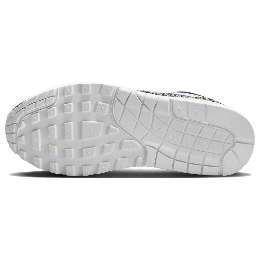 Nike Air Max 1 Premium Denim Leopard Herren Sneaker Blau Gewaschen-Dunkelblau Pikantes-Rot FJ4452-432