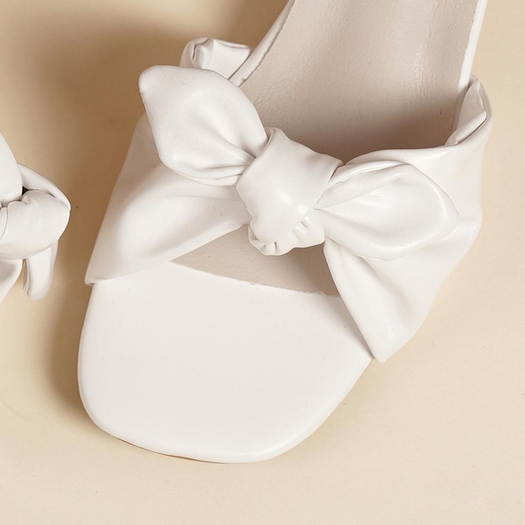 Summer Hot Sale Shoes for Female Butterfly-knot Women's Sandals Buckle Strap Square Toe Women's High Heels Solid Sandals Ladies