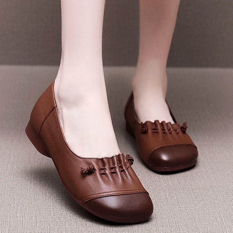 Shallow Mouth Single Shoes Retro Women's Shoes Women's Flat Bottom Casual Comfortable Women's Single Shoes Work Shoes