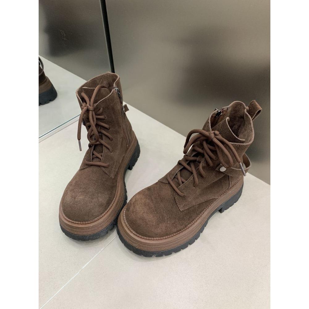 Nové dámské platformové martensky britský retro styl šněrovací kotníkové boty pohodlné ležérní pracovní boty robustní podrážka