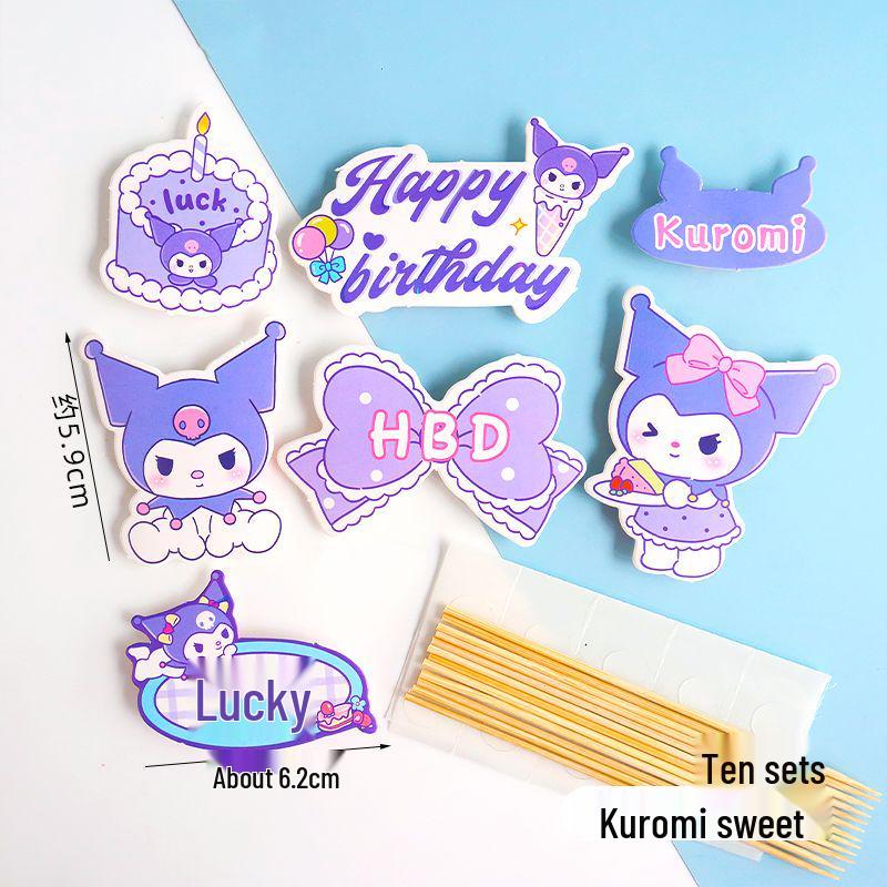 Sushi Cartoon Cupcake Toppers & Ice Cream Flag Picks for Happy Birthday Desserts