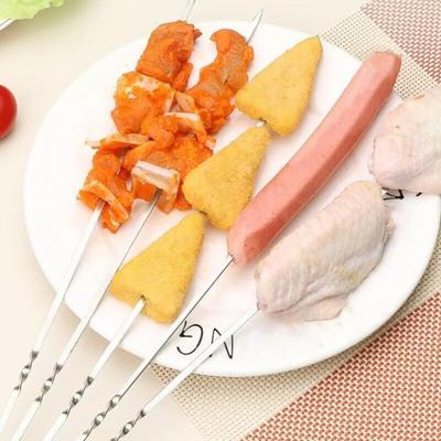 100/200Pcs BBQ Skewers Stainless Steel Heavy Duty Rust Resistant Metal Skewers Outdoor Barbecue Grill Skewers