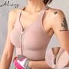 Fashion Zipper Sport-Bh Crop Top Fitness Frauen Sportswear Bhs für Fitness Kreuz Sammeln Gurtband Stretch Fitness Yoga Unterwäsche