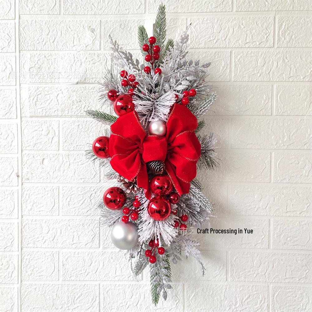 Yunhui Christmas Stair and Door Hanging Wreath - Festive Mantle and Staircase Decoration with Simulated Flowers