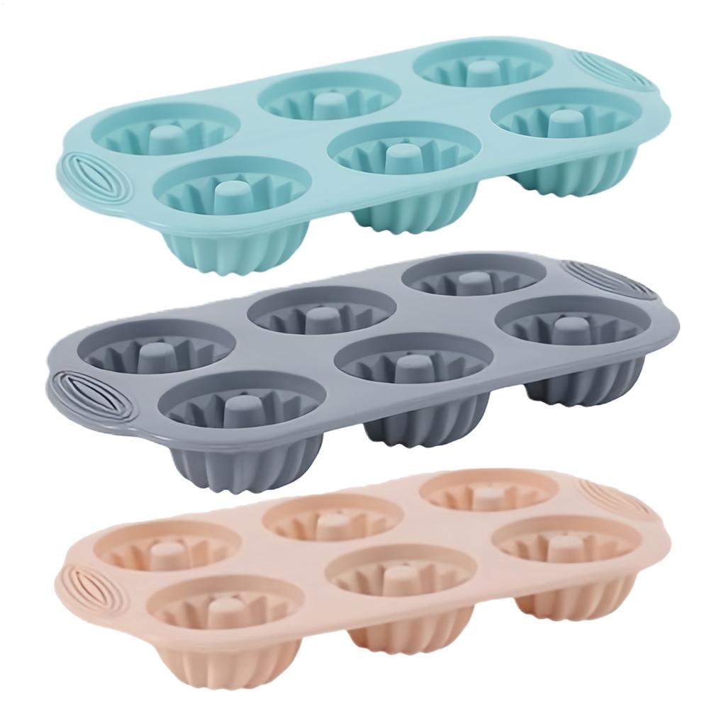 6 Hole Silicone Donut Mold Non Stick Donut Maker Baking Tray Reusable Donut Swirl Shaped Muffin Cake Mould Baking Pan