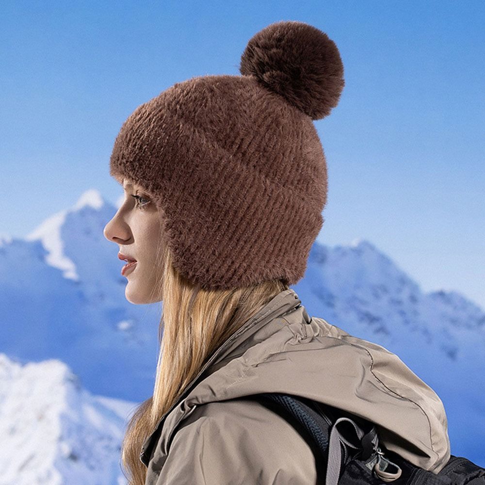 Soft Plush Hat Fluffy Beanies Caps Versatile Lei Feng Hat  for Women Girls