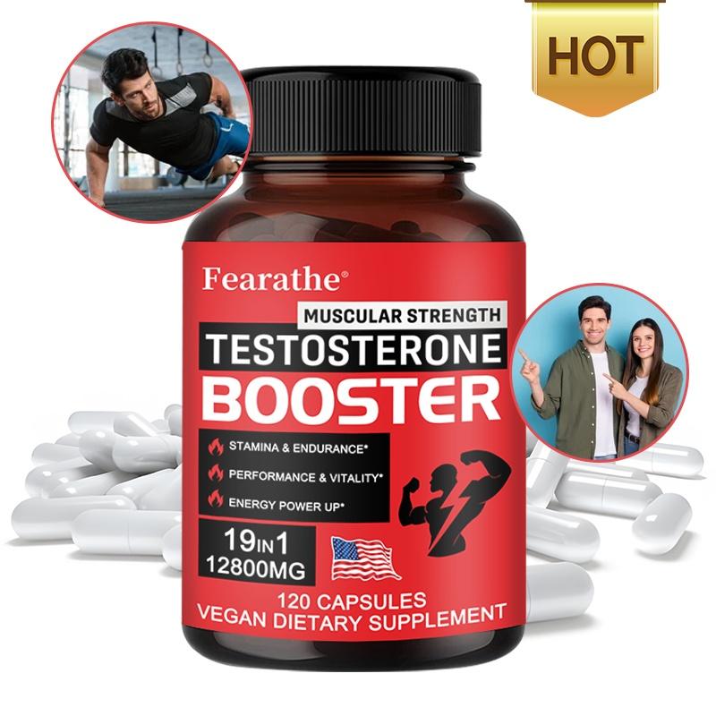 Fearathe 19-in-1 Testosterone Booster - 12800mg Equivalent Herbal Formula, 120 Capsules