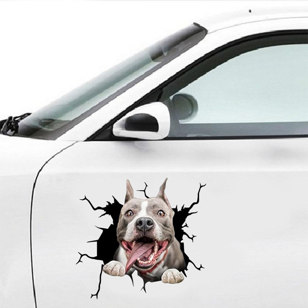 3D Dog Crack Sticker PVC Plastic Sticker Car Window Decal Laptop Funny Decals