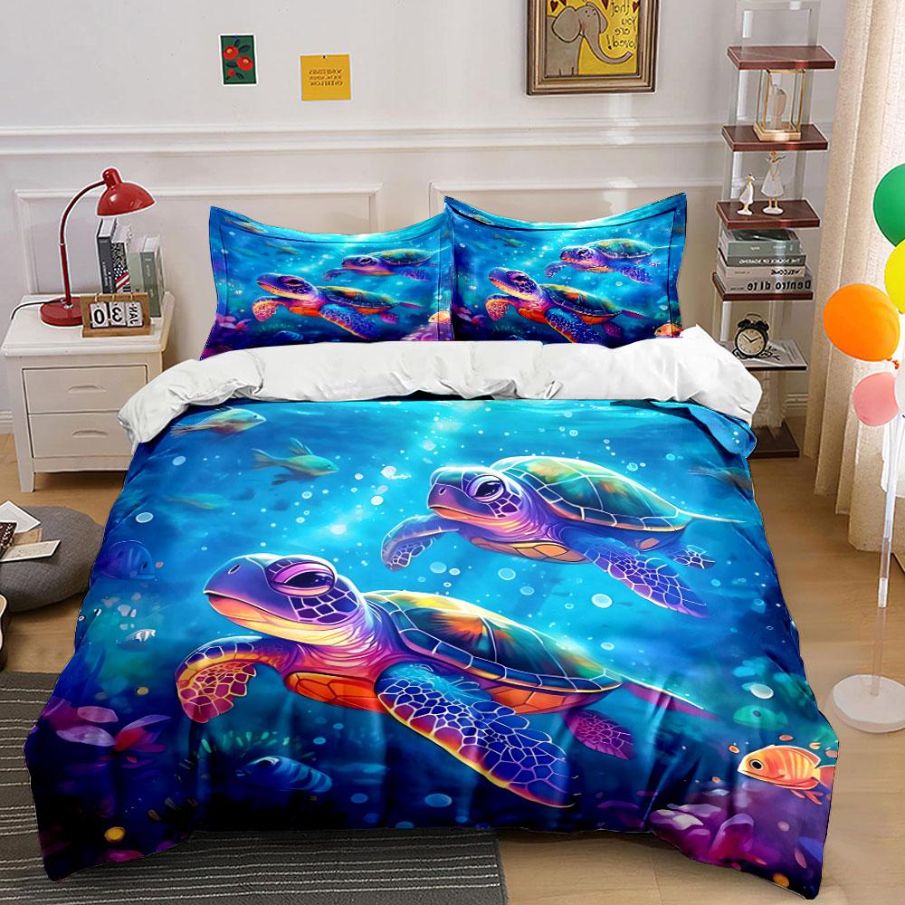 Sea Turtle Ocean Bedding Set Bedding Duvet Cover Set Duvet Cover Pillowcases (1 * Duvet Cover 2 * Pillowcases, Without Duvet Insert)