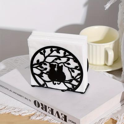 1pc, Dispensador de lenços, Porta-guardanapos com design de gato oco, Porta-guardanapos de metal para bancada de cozinha, Mesa de jantar, Decoração de mesa, Decoração para casa
