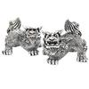 Okinawa Souvenir Shisa Horizontal Figurine, Mini, Entryway, Gold/Silver Shisa, (Silver)