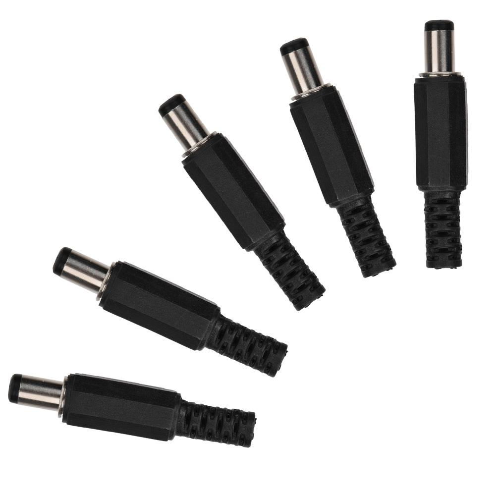 5pcs 2.1mm x 5.5mm Male DC Power Plug Jack Coaxial Connector Adapter