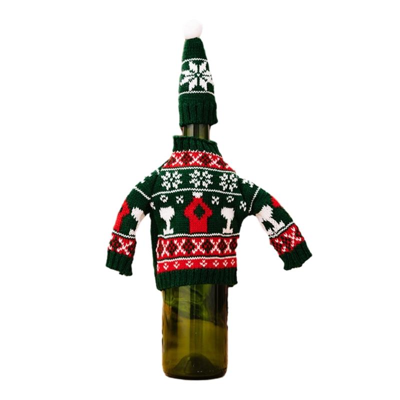 Christmas Decorations Wine Bottle Cover Knitted Wine Bottle Bag Christmas Party Ornaments