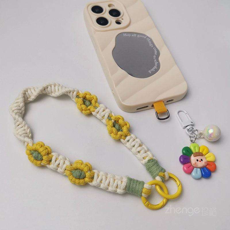 Hand-woven Daisy Mobile Phone Lanyard Women's Ins Travel Mountain Climbing Strong Durable Fashion Wrist Rope