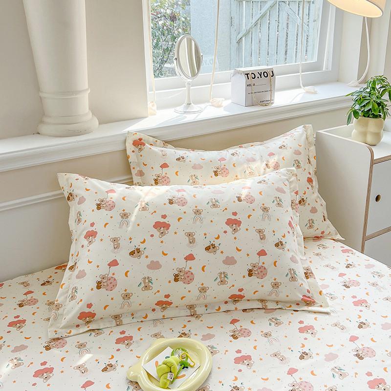 Cotton Pillowcase 48x74cm Soft Breathable Plain Solid Color Envelope Adult Single Pillow
