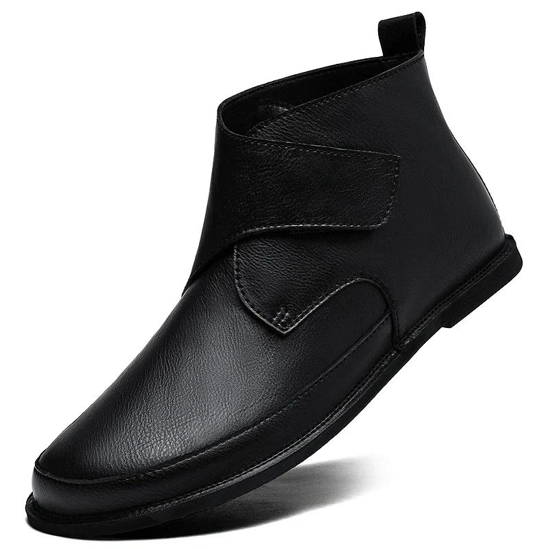 Fashion 2024 New Leather Chelsea Boots Round Toe Ankle Boots for Men Platform Non-slip Luxury Designers Winter Gentleman Short Boots