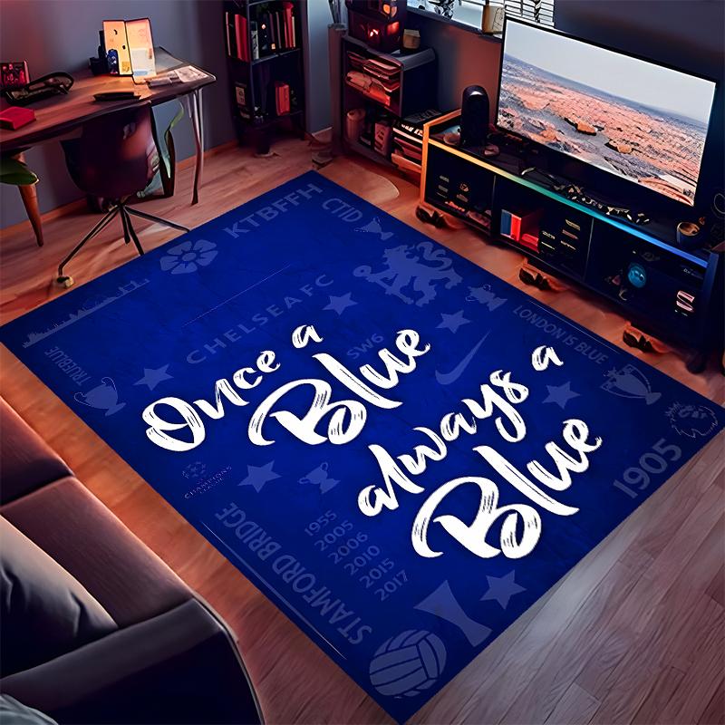 1pc Chelsea FC logo Print Area Rug - Soft,Washable Non-Slip Indoor Mat for Office Chairs,Living Room,Home Office Decorative Rug