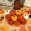 9PCS Velvet Foam Artificial Pumpkin, Thanksgiving and Halloween Home Desktop Decoration