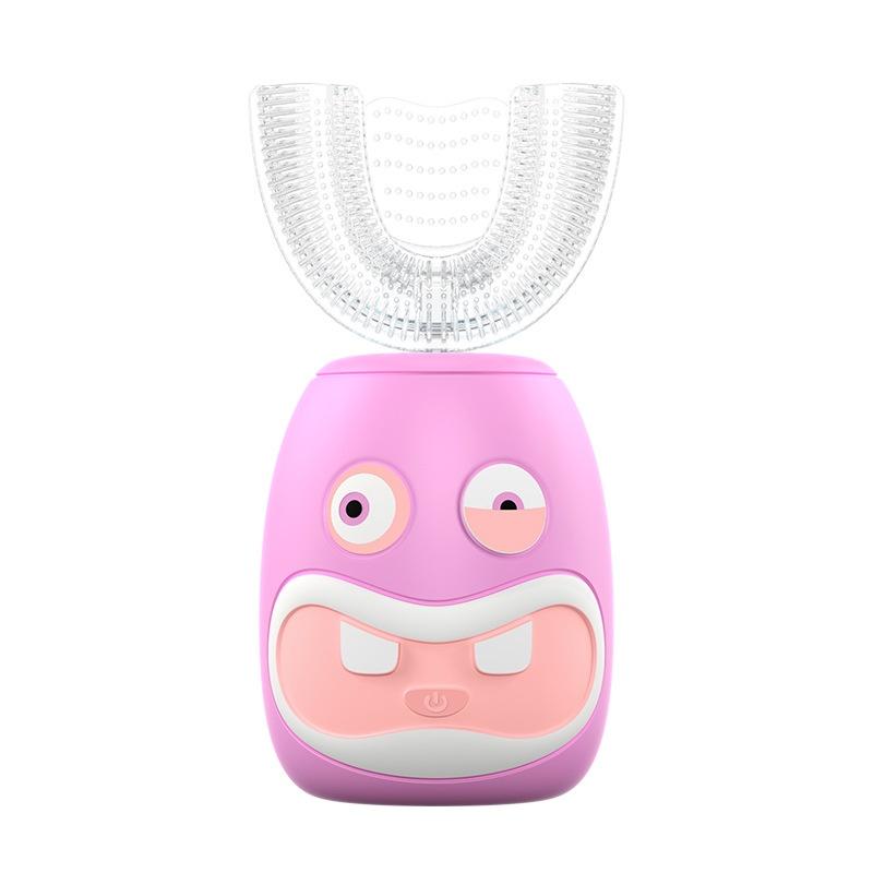 

360 U Kids Shaped Automatic Electric Toothbrush Waterproof Toddler Children Gift PinkSmiley