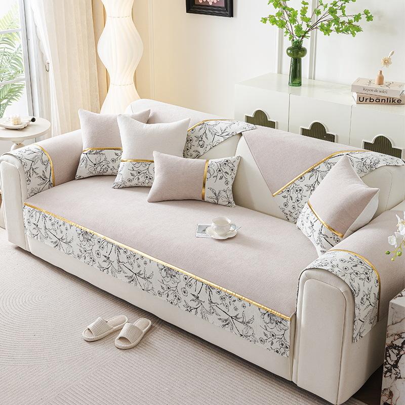 Prémiová látka na pohovku, Ručník na opěradlo Chenille Čtyřsezónní Univerzální Polštář na pohovku, Francouzský Lehký Luxus Protiskluzová Tkanina na sedák pohovky