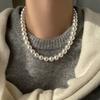 Diamant Schleife Perlenkette High Sense Choker Halskette Licht Luxus Nische Kleid Schlüsselbeinkette