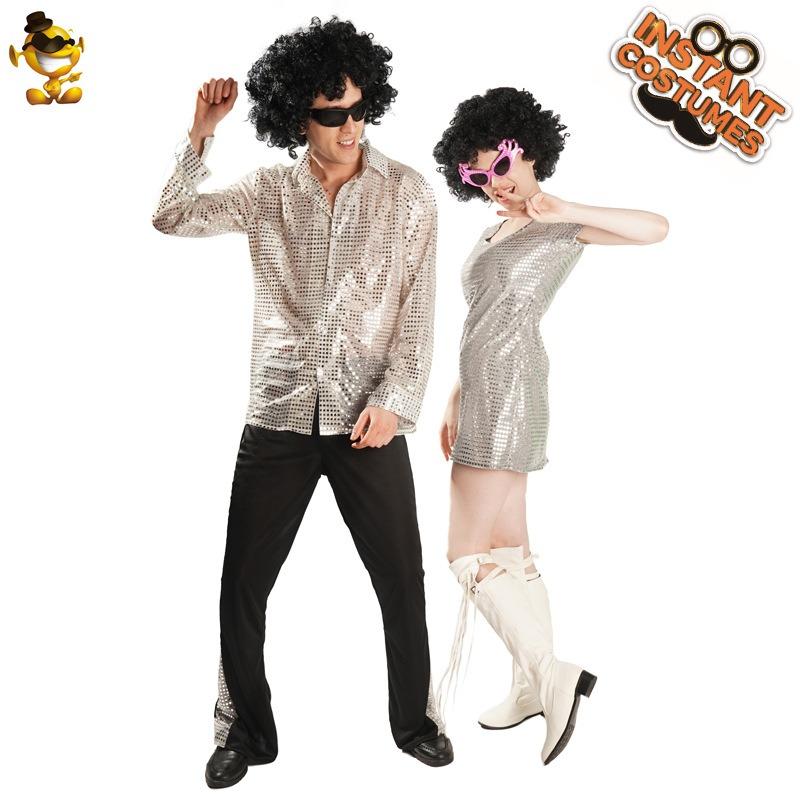 Costume da orgy party disco in argento per coppia costume da palcoscenico costume da esibizione costume da ballo in maschera