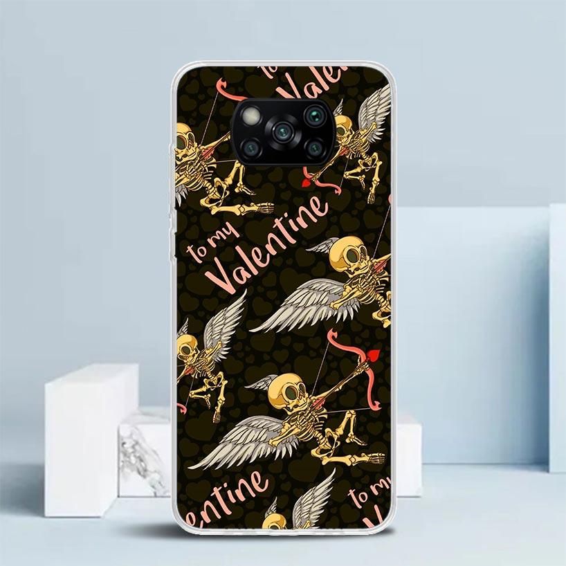 Human Skeleton Red Rose Phone Case For Xiaomi Poco F7 Ultra X5 X6 X7 Pro M7 Redmi 15C 15 13C 13 12C 12 10C 10 10A 9 9C 9A 9T Cov