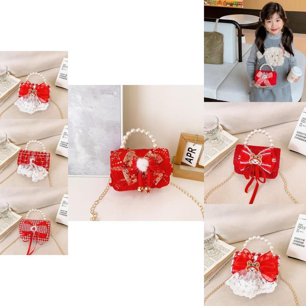 Charming Red Children's Handbag With Bow And Pearl Details For Boys And Girls