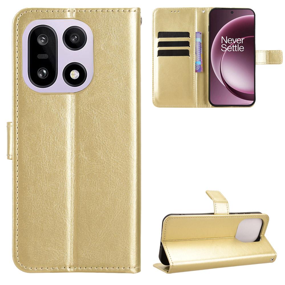 

For OnePlus 15 5G PU Leather Case with Strap Crazy Horse Texture Phone Wallet Cover