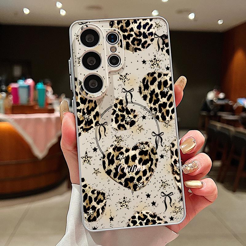 Creative Leopard Print Case For Samsung S26 Ultra S25 Edge S24 Plus S23 FE A15 A16 A17 A35 A36 A37 A54 A55 A56 A57 5G Hybrid TPU+PC Magnetic Cover