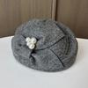 Pillbox Hat Vintage Fascinator Hat Women White Wool Felt Beret Cap Bridal Wedding Party Mesh Pearl Fedora Stewardess Hat Pillbox