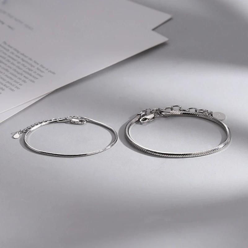 Classic Couple Bracelet for Men Women Valentine's Day Gift Fashion Snake Bone Bracelet Silver Color Stainless Steel Jewelry