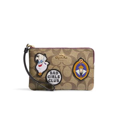 X Disney Corner Zip Cartoon Logo Leather Wallet Women Wallet Khaki CC470-IME7V