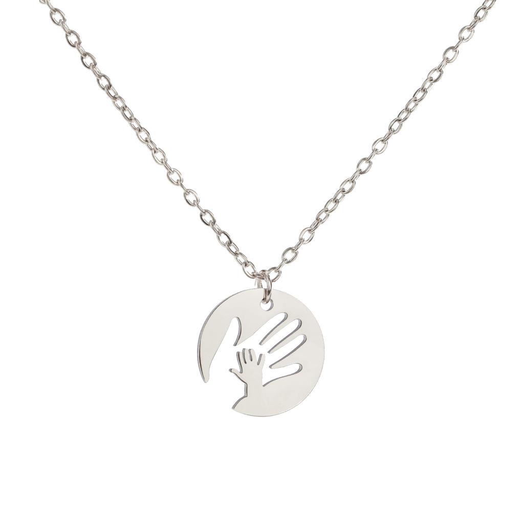 Simple Fashion Mother Love Necklace Round Pendant Baby Mom Jewelry Gift